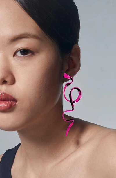 Sterling King Allegro Ribbon Drop Earrings In Fuchsia
