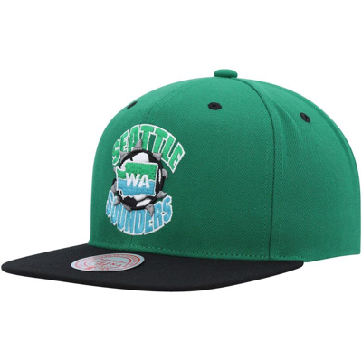 Shop Mitchell & Ness Rave Green Seattle Sounders Fc Breakthrough Snapback Hat