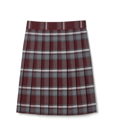 Shop French Toast Little Girls Adjustable Waist Mid-length Plaid Pleated Skirt In Burgundy