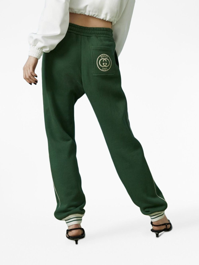 Shop Gucci Interlocking G Cotton Track Trousers In Green