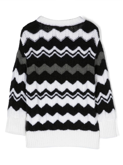 Missoni Black And White Chevron Pattern Pullover In Black
