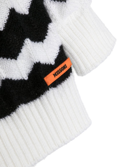 Missoni Black And White Chevron Pattern Pullover In Black