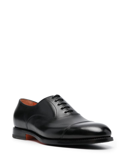 Shop Santoni Polished Leather Oxford Shoes In Black