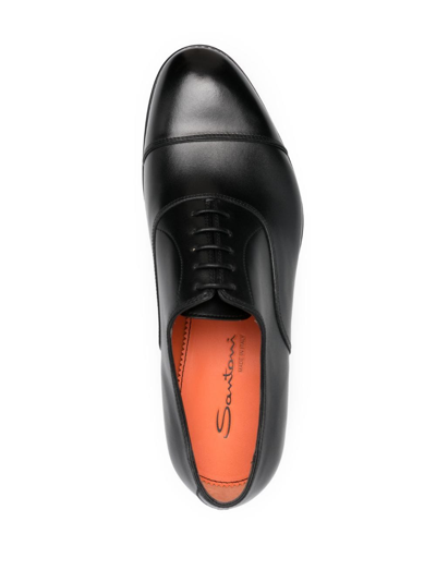 Shop Santoni Polished Leather Oxford Shoes In Black