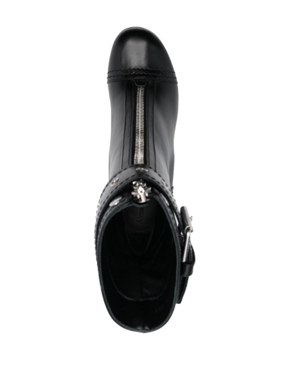 Shop Alexander Mcqueen Buckle-detail 90mm Leather Boots In Black