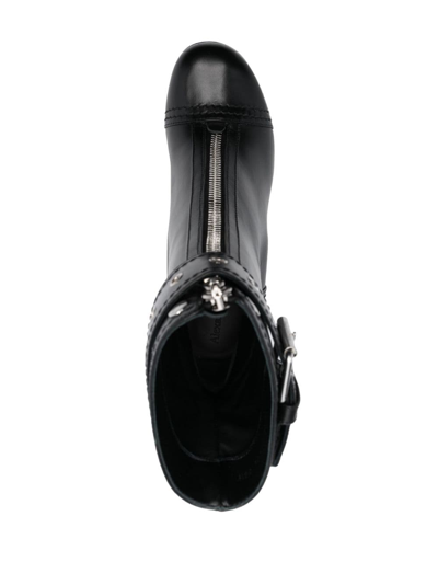 Alexander Mcqueen Heeled Biker Boots In Black
