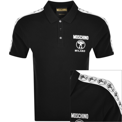 Shop Moschino Jaquard Polo T Shirt Black