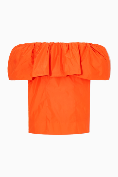 Shop Cos Voluminous Off-the-shoulder Top In Orange