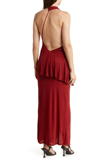 Shop Reiss Xena Halter Maxi Dress In Dark Red