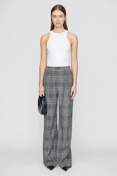 Shop Anine Bing Carrie Pant In Grey Plaid