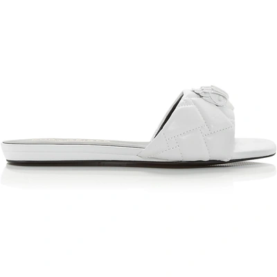 Shop Kurt Geiger Kensington Flat Womens Quilted Embellished Slide Sandals In White