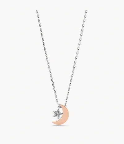 Fossil Women's Two-tone Stainless Steel Pendant Necklace In Silver