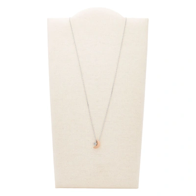 Fossil Women's Two-tone Stainless Steel Pendant Necklace In Silver