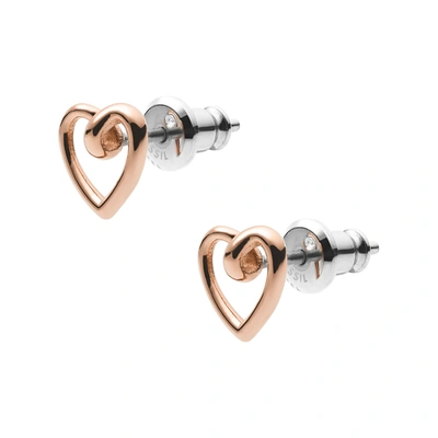 Fossil Women's Rose Gold-tone Stud Earring In Pink