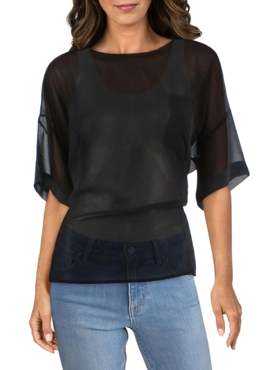 Shop &basics Womens Chiffon Pocket T-shirt In Black