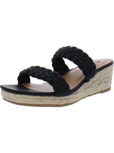 Shop White Mountain Salvadora Womens Faux Leather Braided Wedge Sandals In Black
