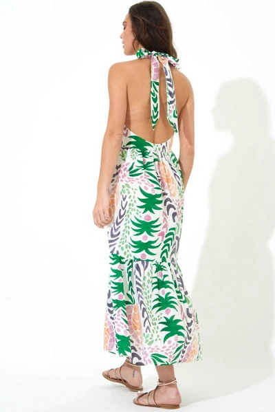 Shop Oliphant Halter Maxi Dress In Grenadine White In Multi