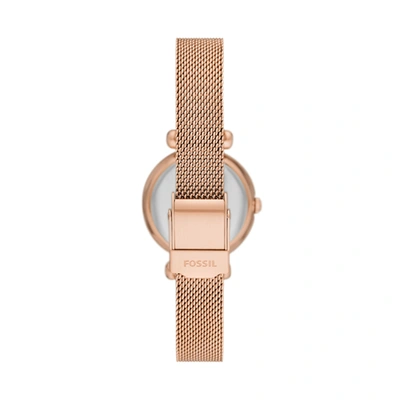 Shop Fossil Women's Tillie Mini Three-hand, Rose Gold-tone Stainless Steel Mesh Watch