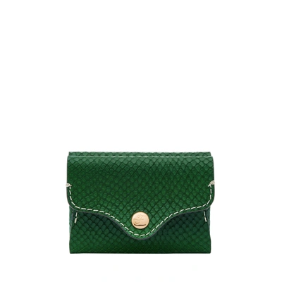 Shop Fossil Women's Heritage Litehide Leather Card Case In Green