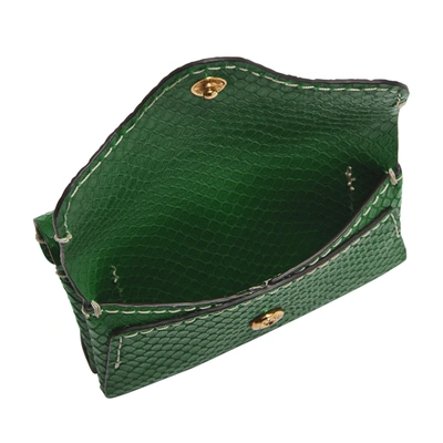 Shop Fossil Women's Heritage Litehide Leather Card Case In Green
