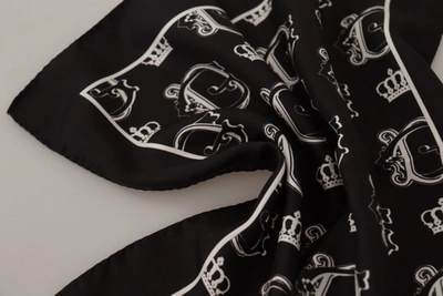 Shop Dolce & Gabbana Dg Crown Print Square Men's Handkerchief In Black