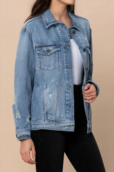 Shop Hidden Women's Risa Oversized Denim Jacket In Light Blue