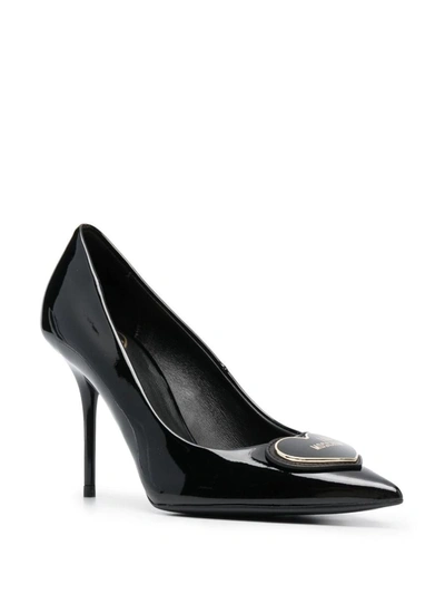 Shop Love Moschino Pointed-toe Pumps With Logo In Black