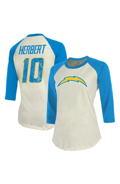 Shop Industry Rag Majestic Threads Justin Herbert Powder Blue Los Angeles Chargers Player Name & Number Tri-blend 3/4-