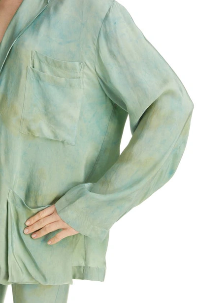 Shop Acne Studios Jolden Tonal Print Oversize Cupro Blazer In Pale Green Multi