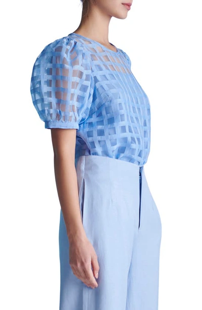 English Factory Windowpane Sheer Top In Blue