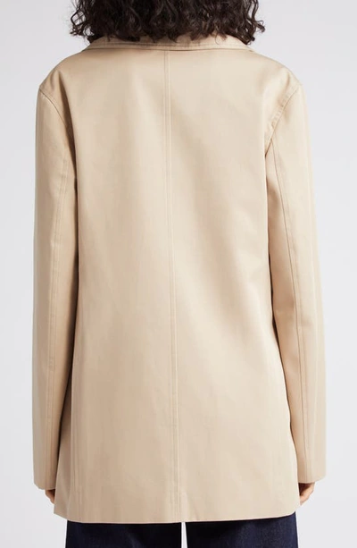 Shop Totême Double Breasted Structured Waist Organic Cotton Twill Jacket In Overcast Beige