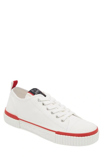 Shop Christian Louboutin Pedro Junior Flat Low Top Sneaker In Wh01 White