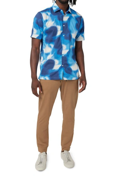 Shop Good Man Brand Big On-point Short Sleeve Organic Cotton Button-up Shirt In Sky Spray Paint