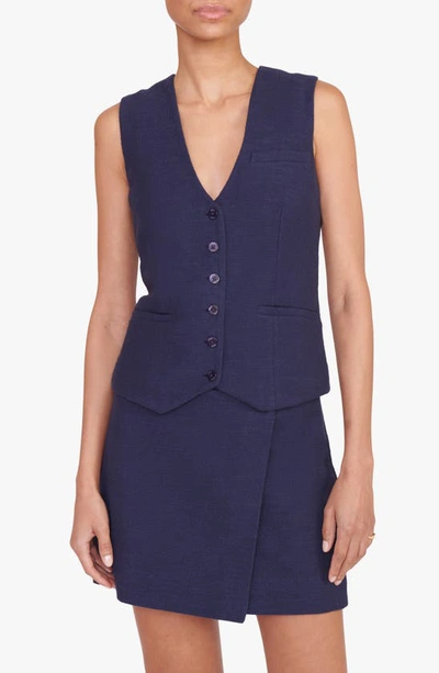 Shop Staud Brett Cotton Blend Dobby Vest In Navy