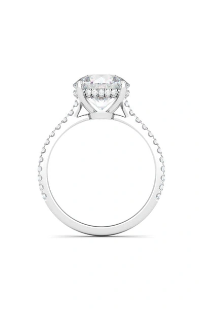 Shop Hautecarat Round Lab Created Diamond & Pavé 18k Gold Ring In 18k White Gold