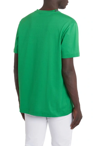 Shop Dolce & Gabbana Logo Plate Crewneck Cotton T-shirt In Bright Green