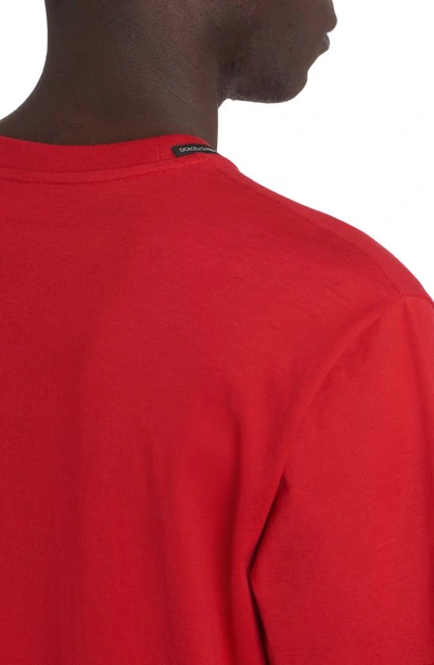 Shop Dolce & Gabbana Logo Plate Crewneck Cotton T-shirt In Medium Red