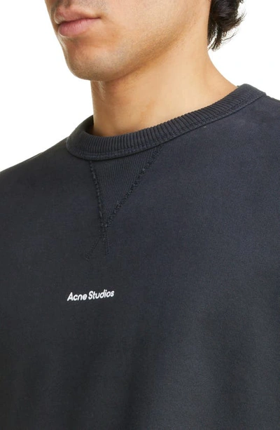 Shop Acne Studios Small Logo Embroidered Organic Cotton Sweatshirt In Black