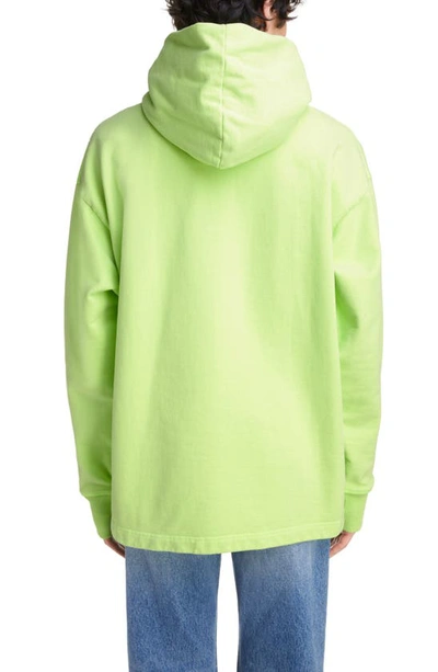 Shop Acne Studios Small Logo Embroidered Organic Cotton Hoodie In Fluo Green