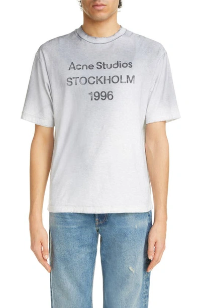 Acne Studios Exford 1996 Mélange Cotton T-shirt In Pale Grey Melange
