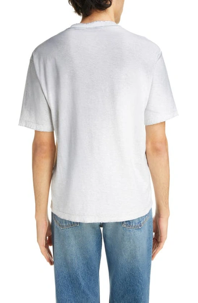 Shop Acne Studios Address Distressed Organic Cotton Graphic T-shirt In Pale Grey Melange