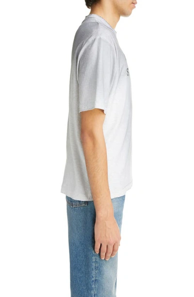 Shop Acne Studios Address Distressed Organic Cotton Graphic T-shirt In Pale Grey Melange