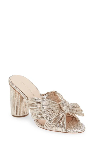 Loeffler Randall Emilia Pleated Knot Slide Sandals In Champagne
