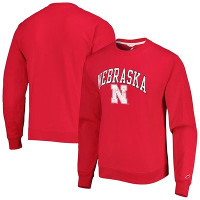 Shop League Collegiate Wear Scarlet Nebraska Huskers 1965 Arch Essential Lightweight Pullover Sweatshirt In Red