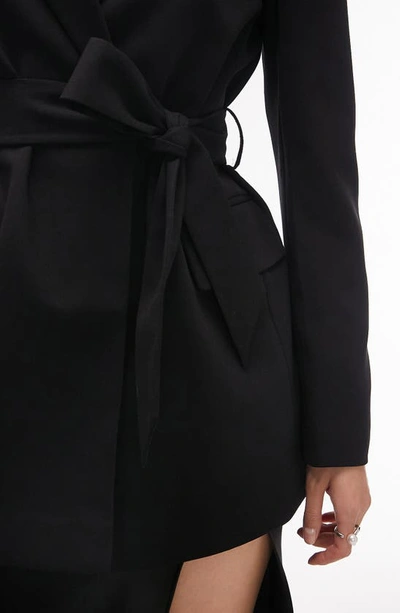 Shop Topshop Tailored Belted Blazer In Black