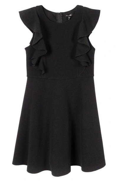 Shop Zunie Kids' Ruffle Sleeve Knit Dress In Black