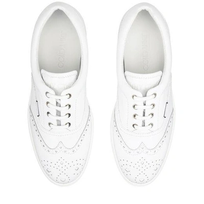 Shop Jimmy Choo Brian White Rubberized Leather Slip On Trainers