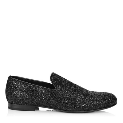 Shop Jimmy Choo Sloane Black Coarse Glitter Fabric Slippers