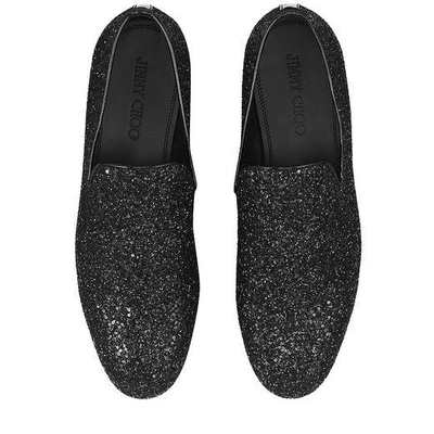 Shop Jimmy Choo Sloane Black Coarse Glitter Fabric Slippers