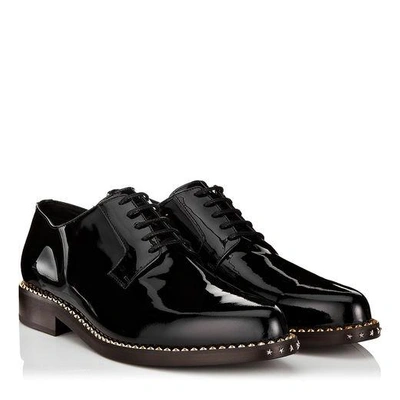 Shop Jimmy Choo Miles Black Patent Leather Lace Up Shoes